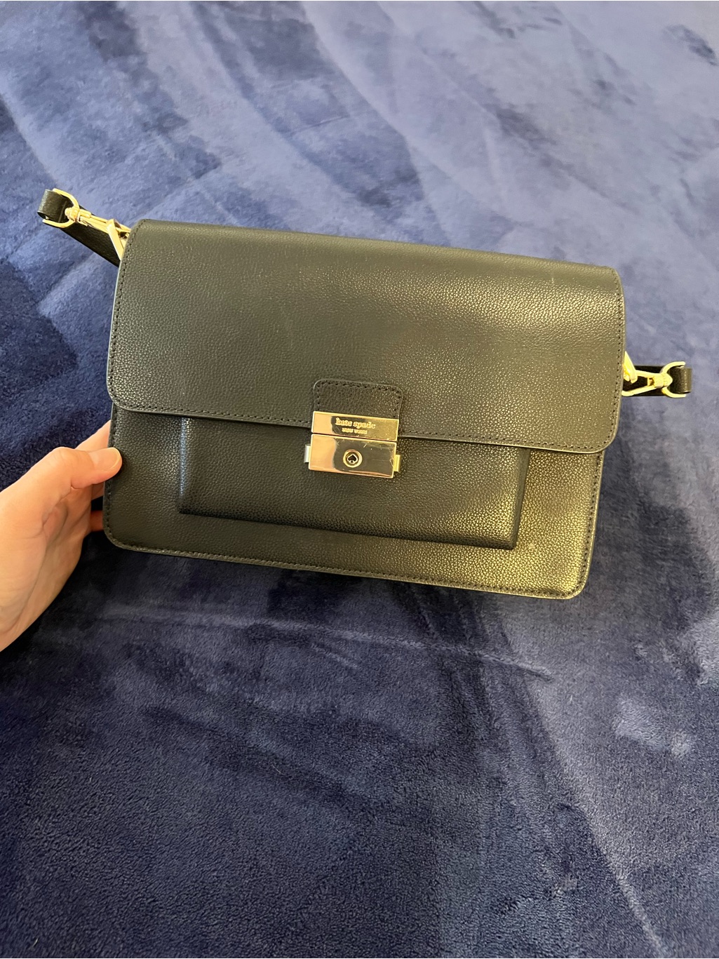 Kate Spade Black Leather Shoulder Bag With Gold-Tone Lock